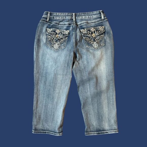 Cato est. 1946 Bedazzled Contemporary Skinny Stretch Embellished Denim Jeans 12 - Picture 6 of 9